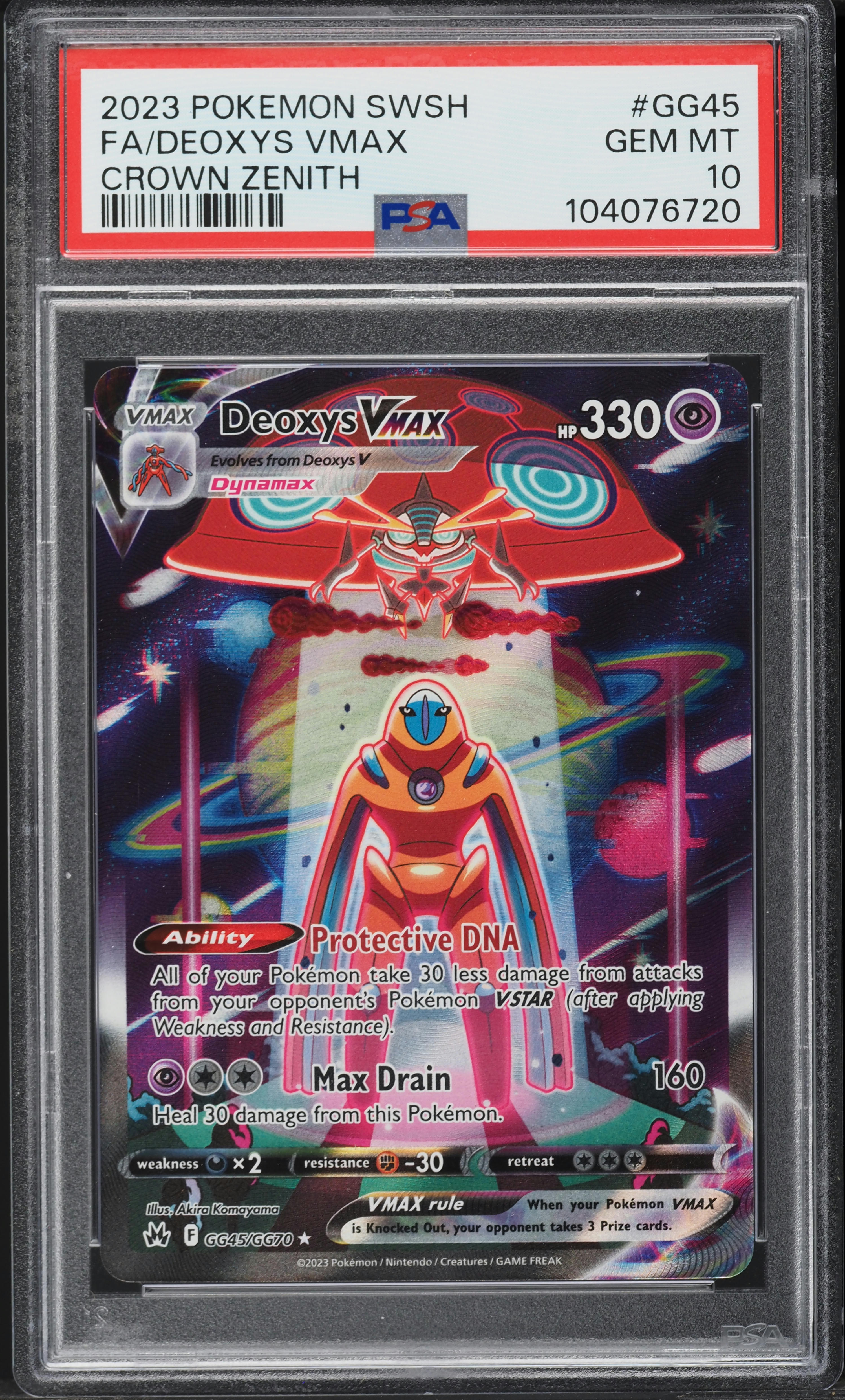2023 Pokemon SWSH Crown Zenith Full Art Deoxys VMAX #GG45 PSA 10