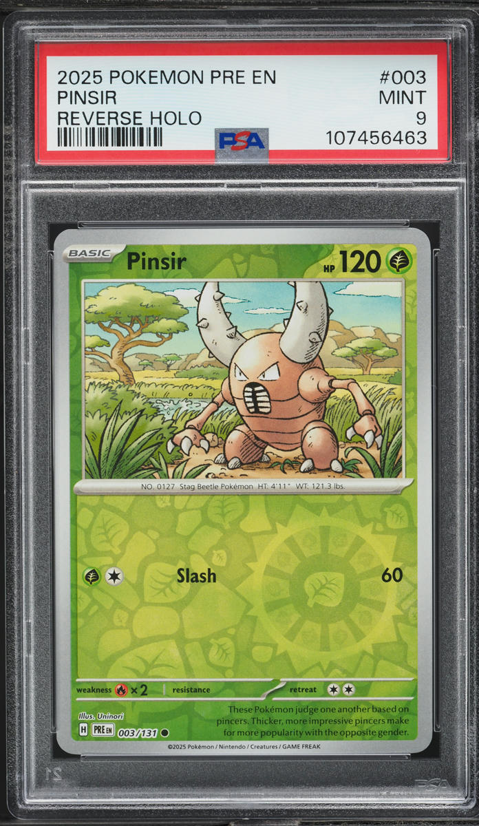 2025 Pokemon SV Prismatic Evolutions Reverse Holo Pinsir #3 PSA 9 MINT