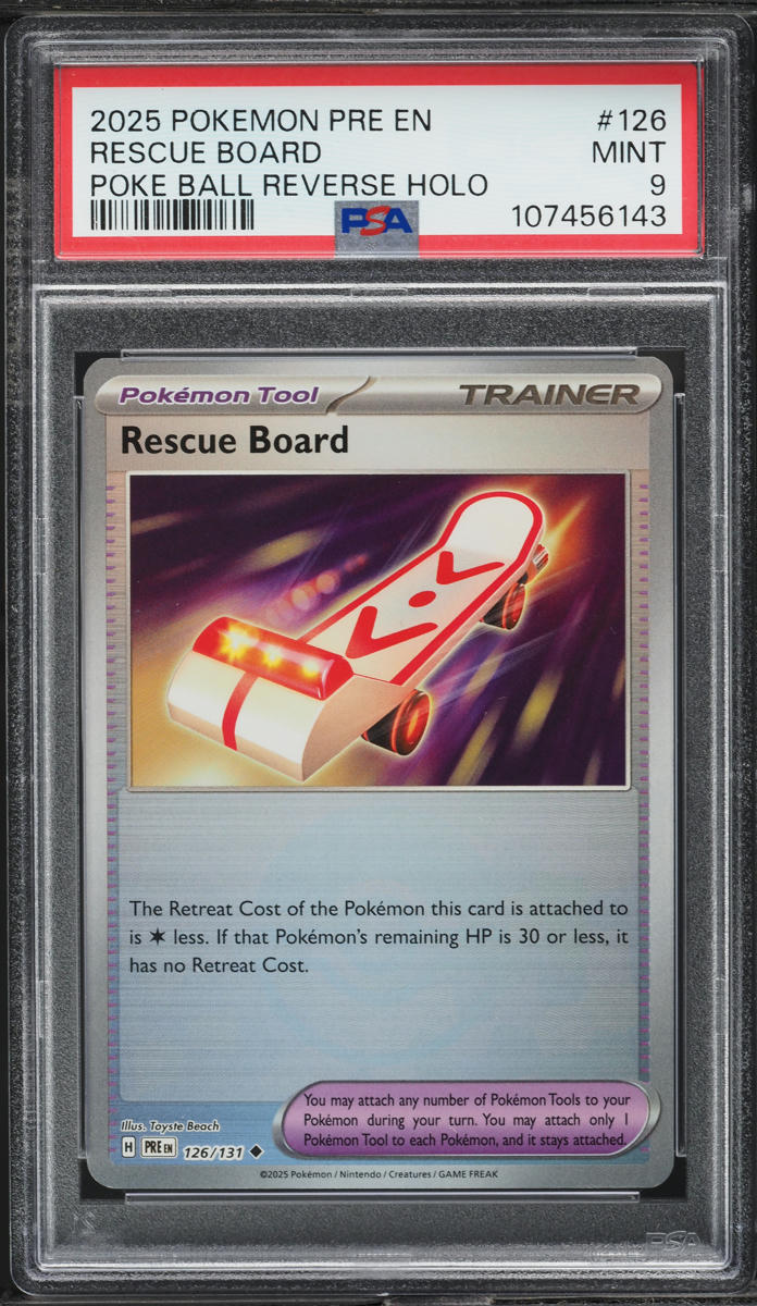 2025 Pokemon SV Prismatic Evolutions Poke Ball Holo Rescue Board #126 PSA 9 MINT