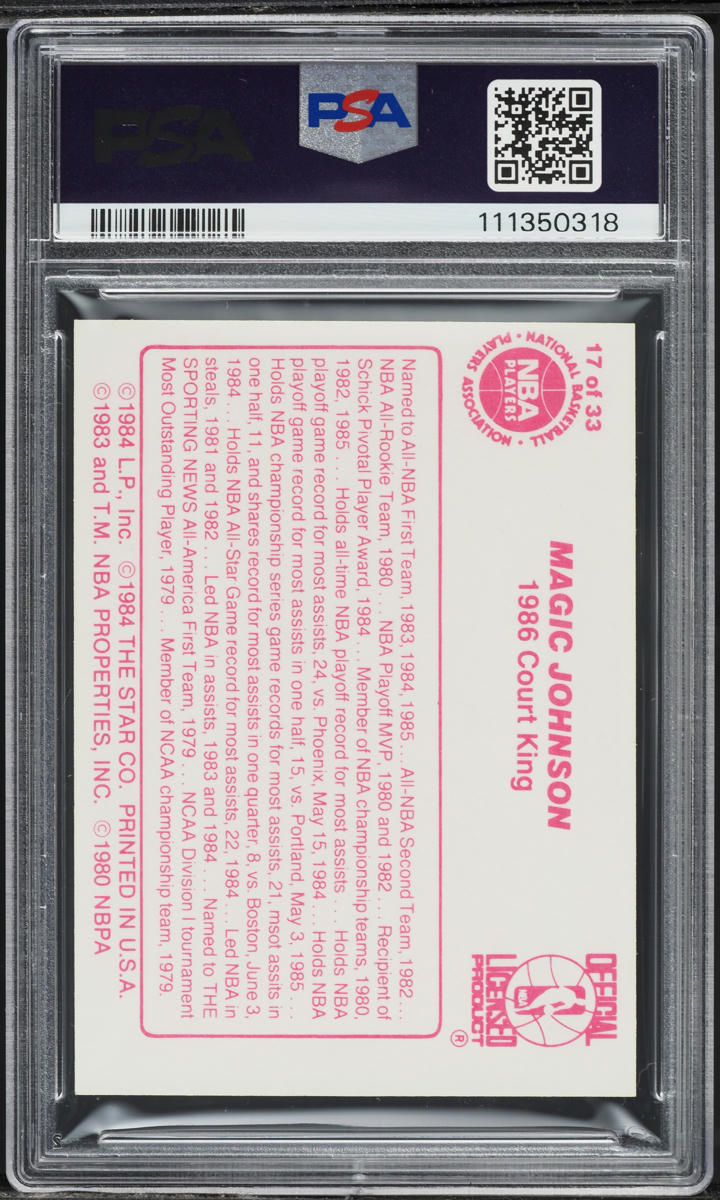 1986 Star Court Kings Magic Johnson #17 PSA 7 NRMT