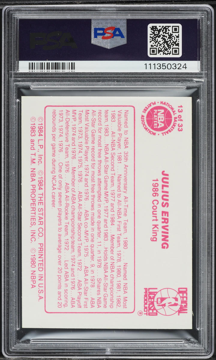 1986 Star Court Kings Julius Erving #13 PSA 8 NM-MT