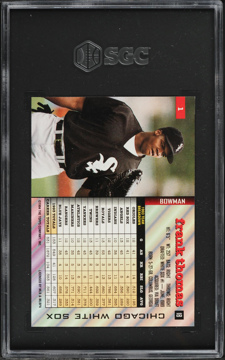 1994 Stadium Club Bowman Preview Frank Thomas #1 SGC 8.5 NM-MT+