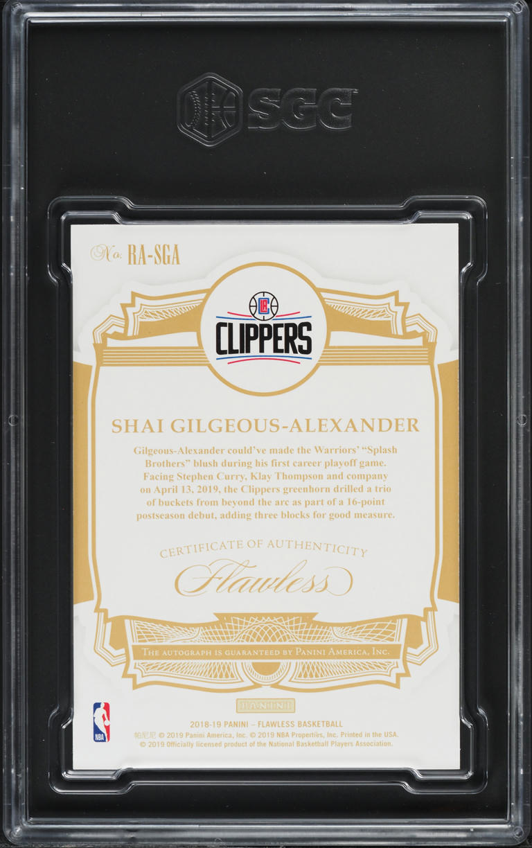 2018 Panini Flawless Gold Shai Gilgeous-Alexander ROOKIE AUTO /10 #RA-SGA SGC 9