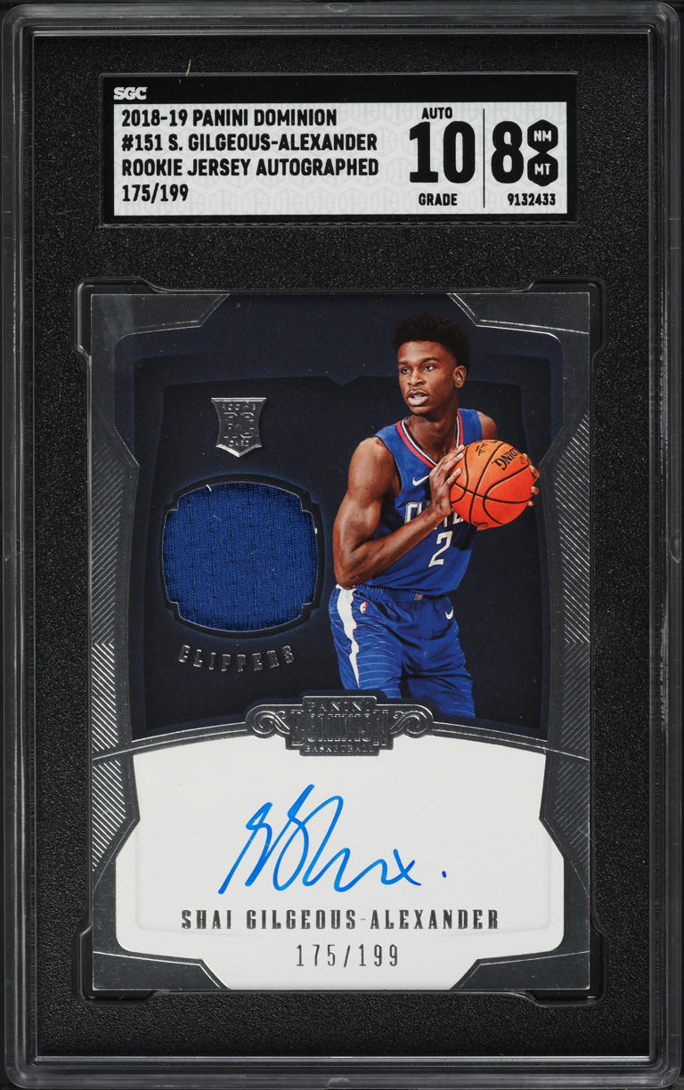 2018 Panini Dominion Shai Gilgeous-Alexander ROOKIE PATCH AUTO /199 #151 SGC 8