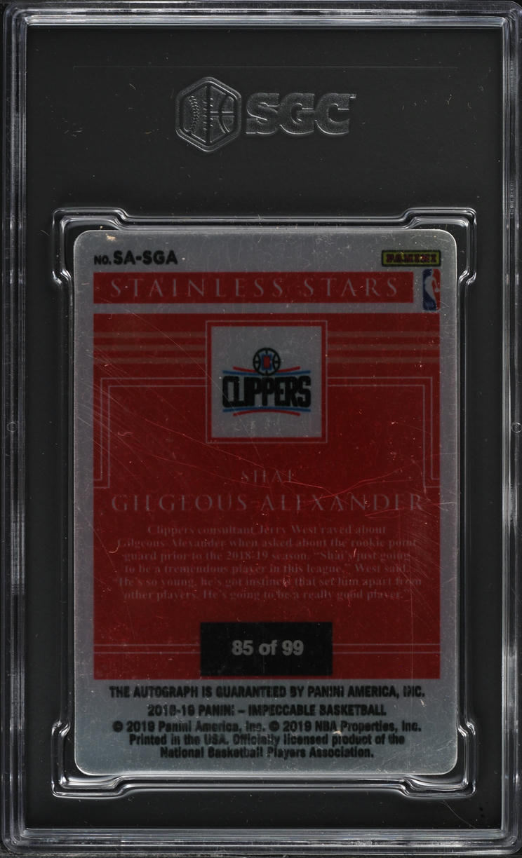 2018 Panini Impeccable Stainless Stars Shai Gilgeous-Alexander ROOKIE AUTO /99 SGC 7