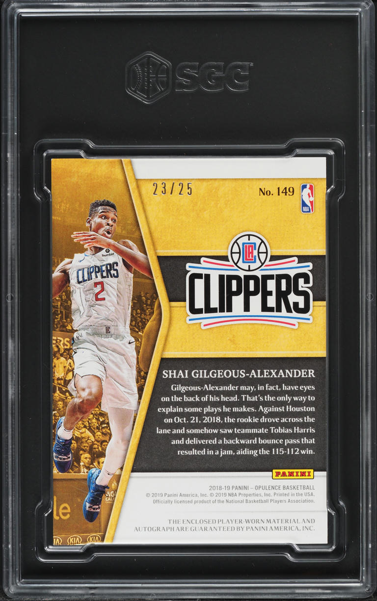 2018 Panini Opulence Gold Shai Gilgeous-Alexander ROOKIE PATCH AUTO /25 #149 SGC 9