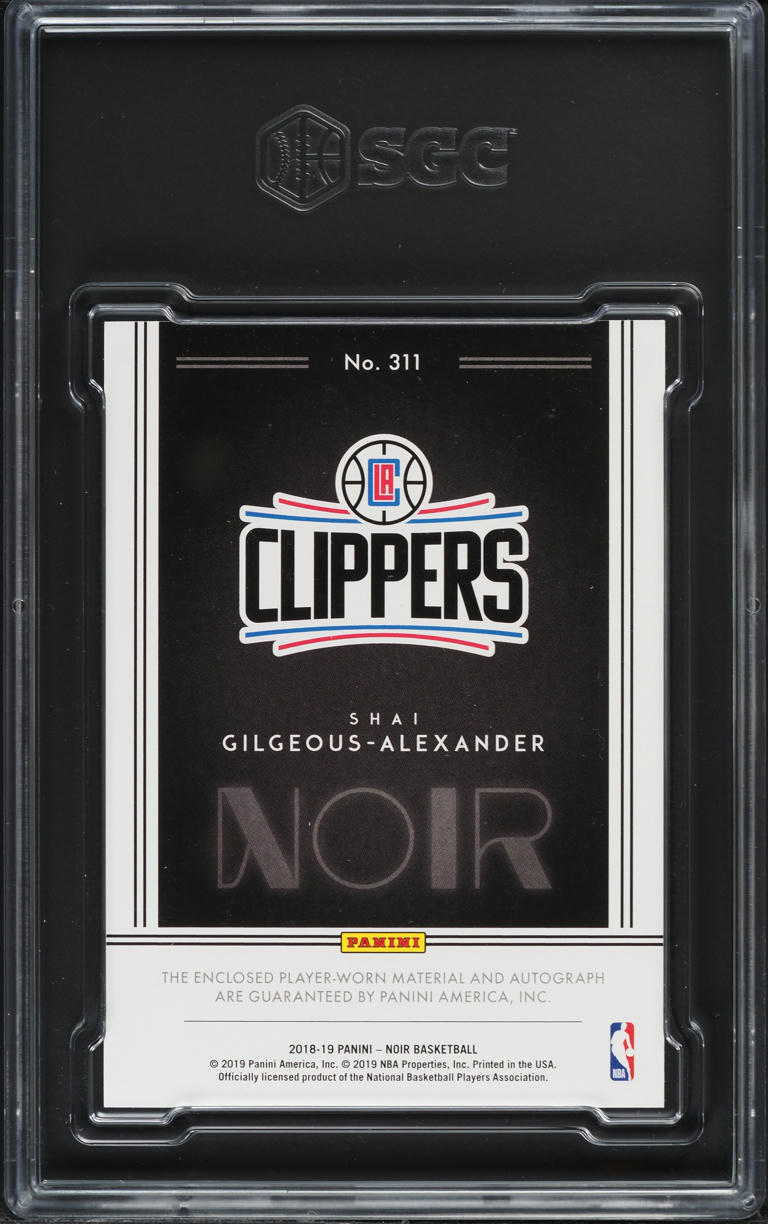 2018 Panini Noir Black & White Shai Gilgeous-Alexander ROOKIE PATCH AUTO /99 #311 SGC 8.5