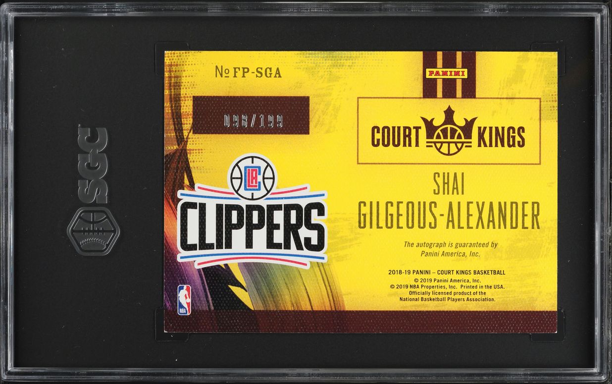 2018 Panini Court Kings Fresh Paint Shai Gilgeous-Alexander ROOKIE AUTO /199 SGC 8.5