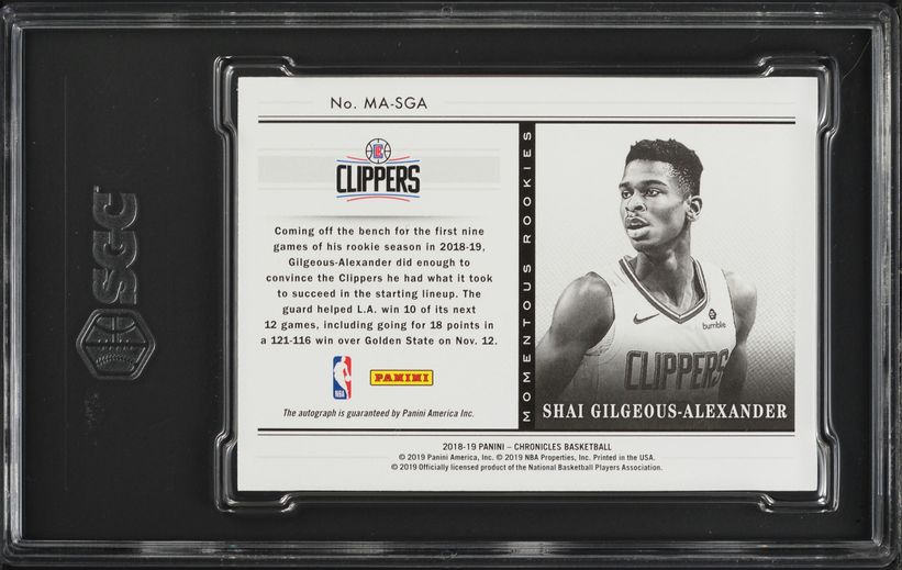 2018 Panini Chronicles Momentous Shai Gilgeous-Alexander ROOKIE 