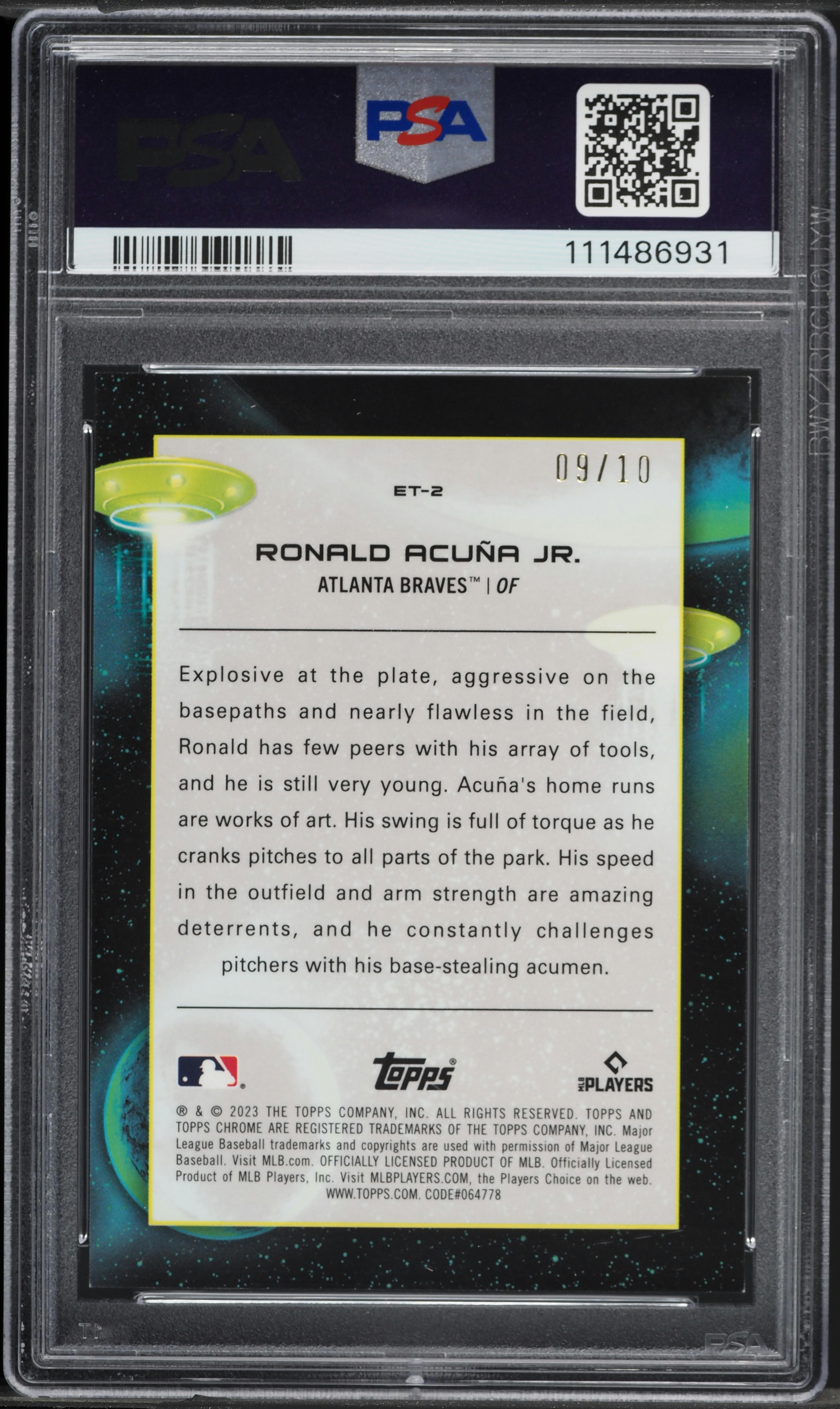2023 Topps Cosmic Chrome Talent Black Eclipse Ronald Acuna Jr. /10