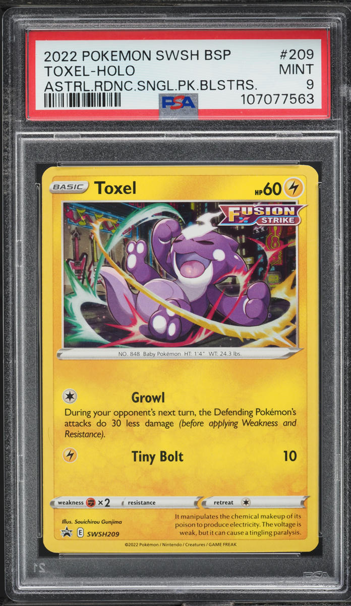 2022 Pokemon SWSH Black Star Promo Astral Radiance Holo Toxel #209 PSA 9 MINT