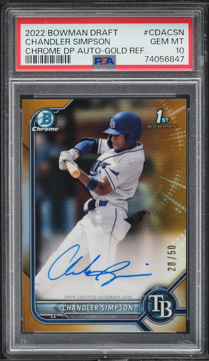 2022 Bowman Draft Chrome Gold Chandler Simpson AUTO /50 #CDACSN PSA 10 GEM MINT