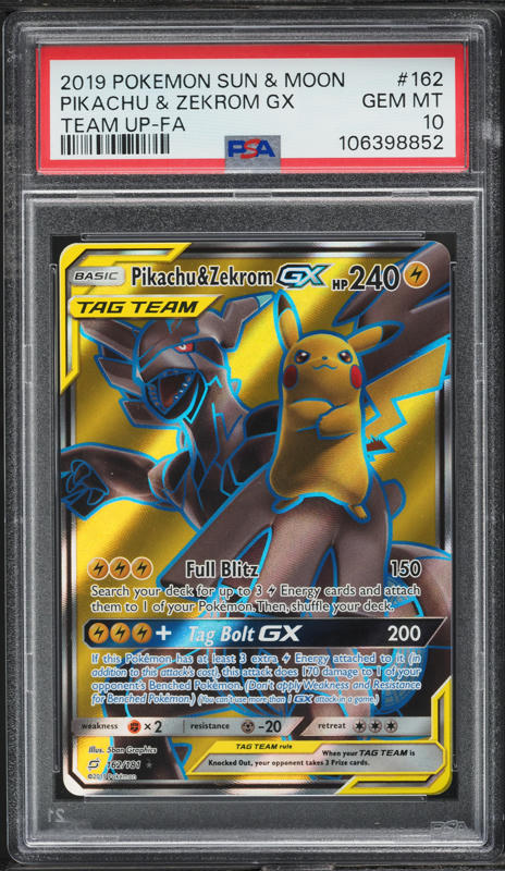 2019 Pokemon Sun & Moon Team Up Full Art Pikachu & Zekrom GX #162