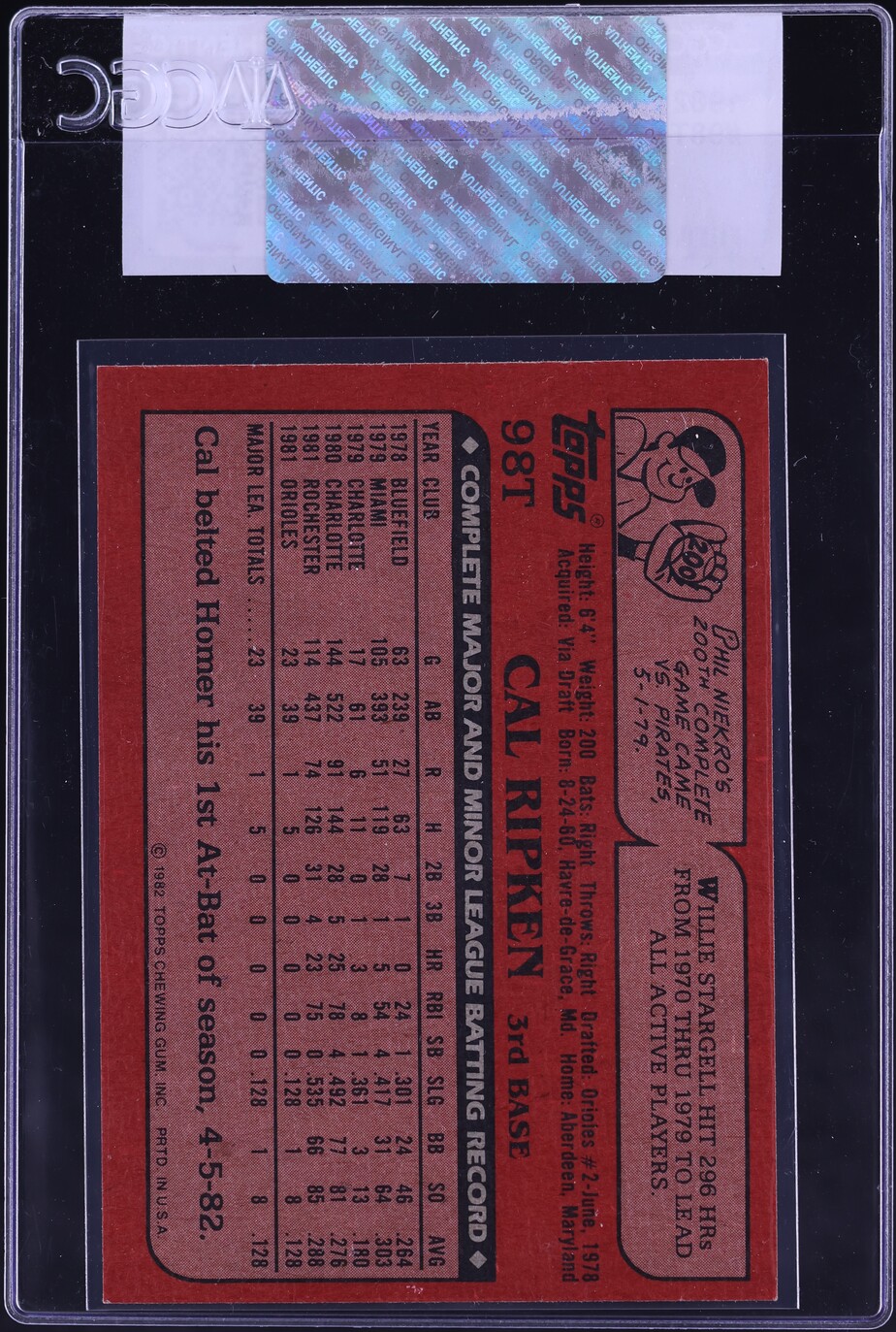 1982 Topps Traded Cal Ripken Jr. ROOKIE #98T CGC AUTH