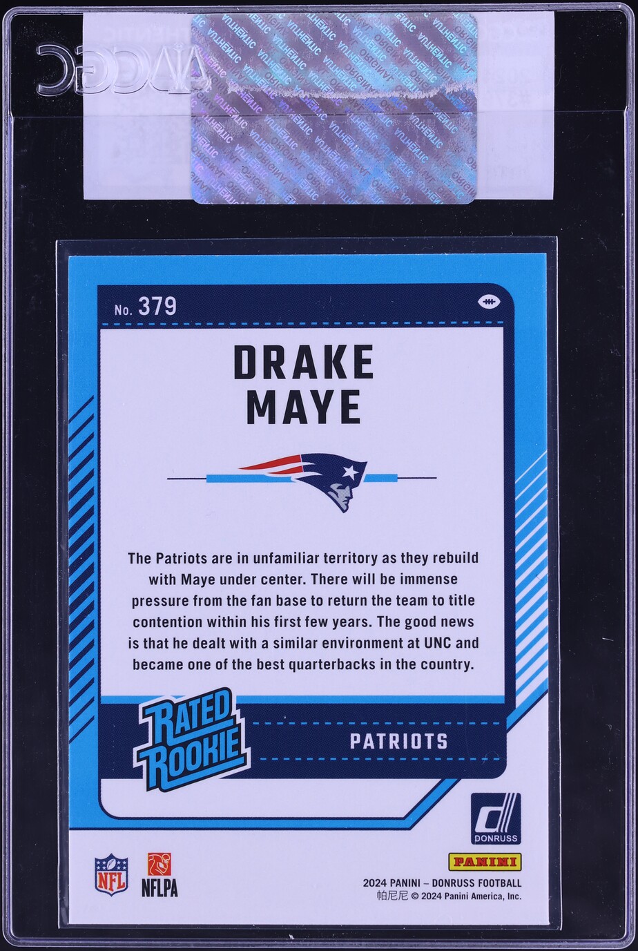 2024 Donruss Football Drake Maye ROOKIE #379 CGC AUTH