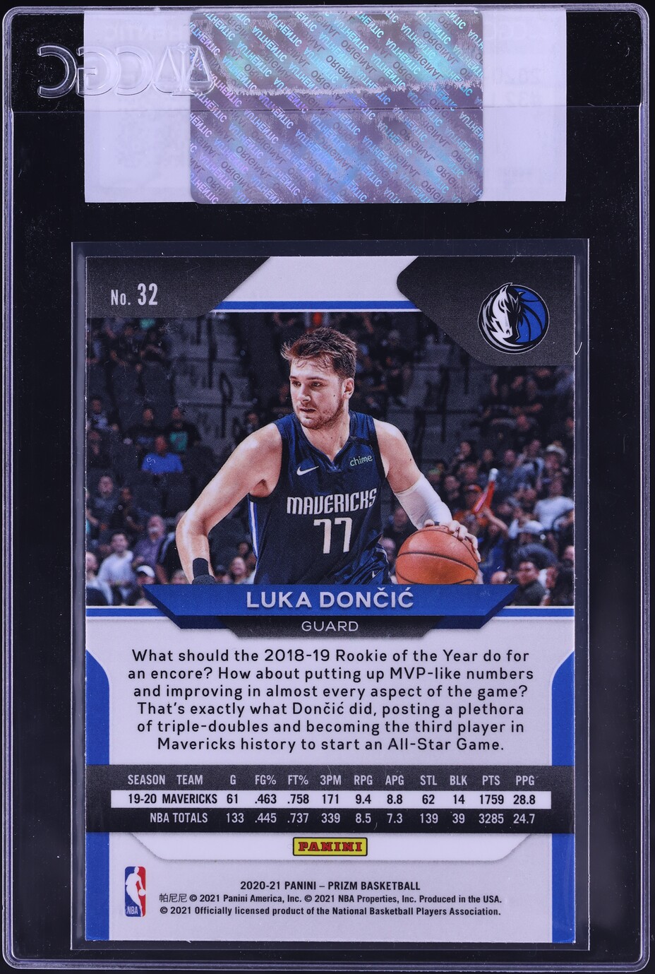 2020 Panini Prizm Luka Doncic #32 CGC AUTH
