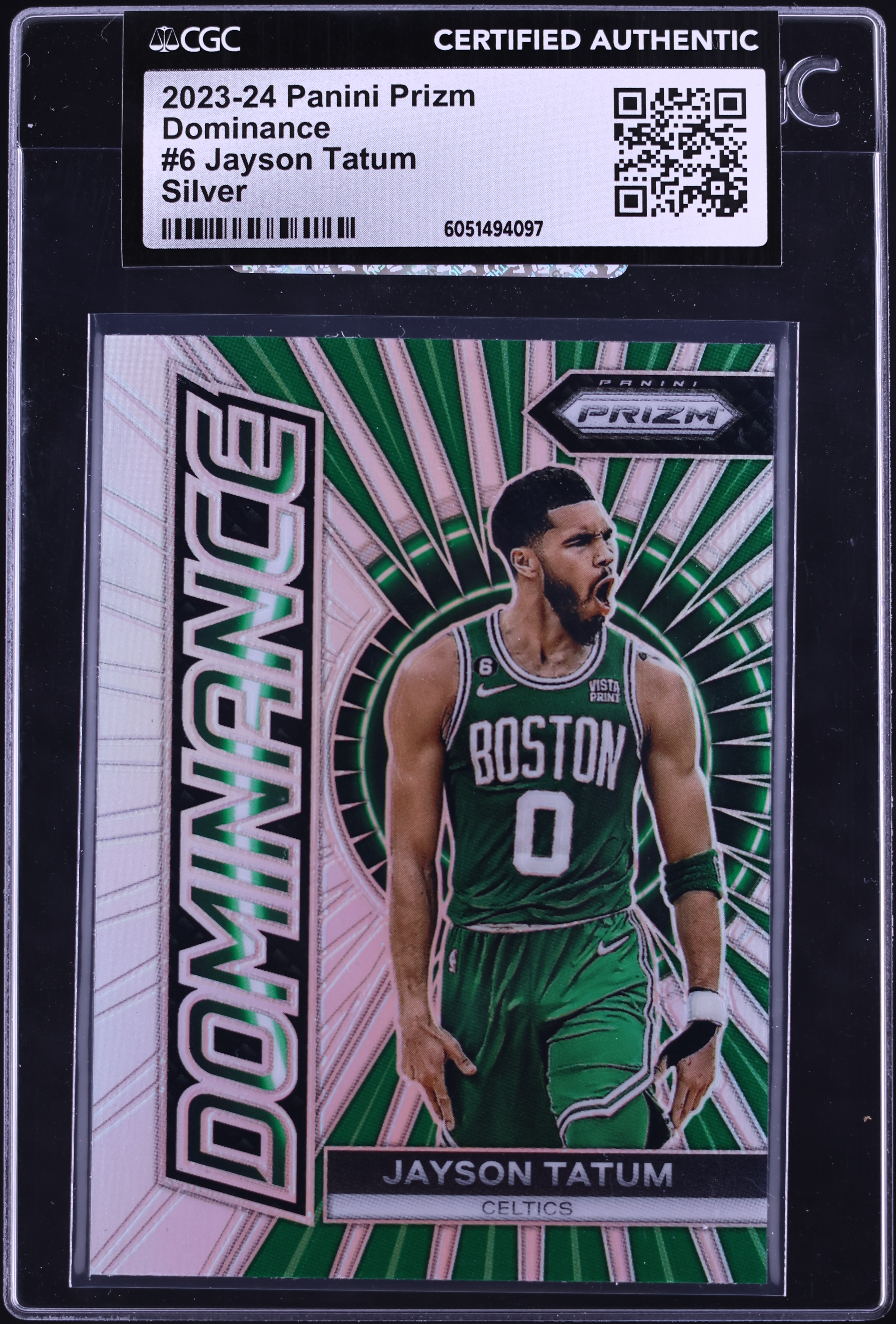 2023 Panini Prizm Dominance Silver Jayson Tatum #6 CGC AUTH on