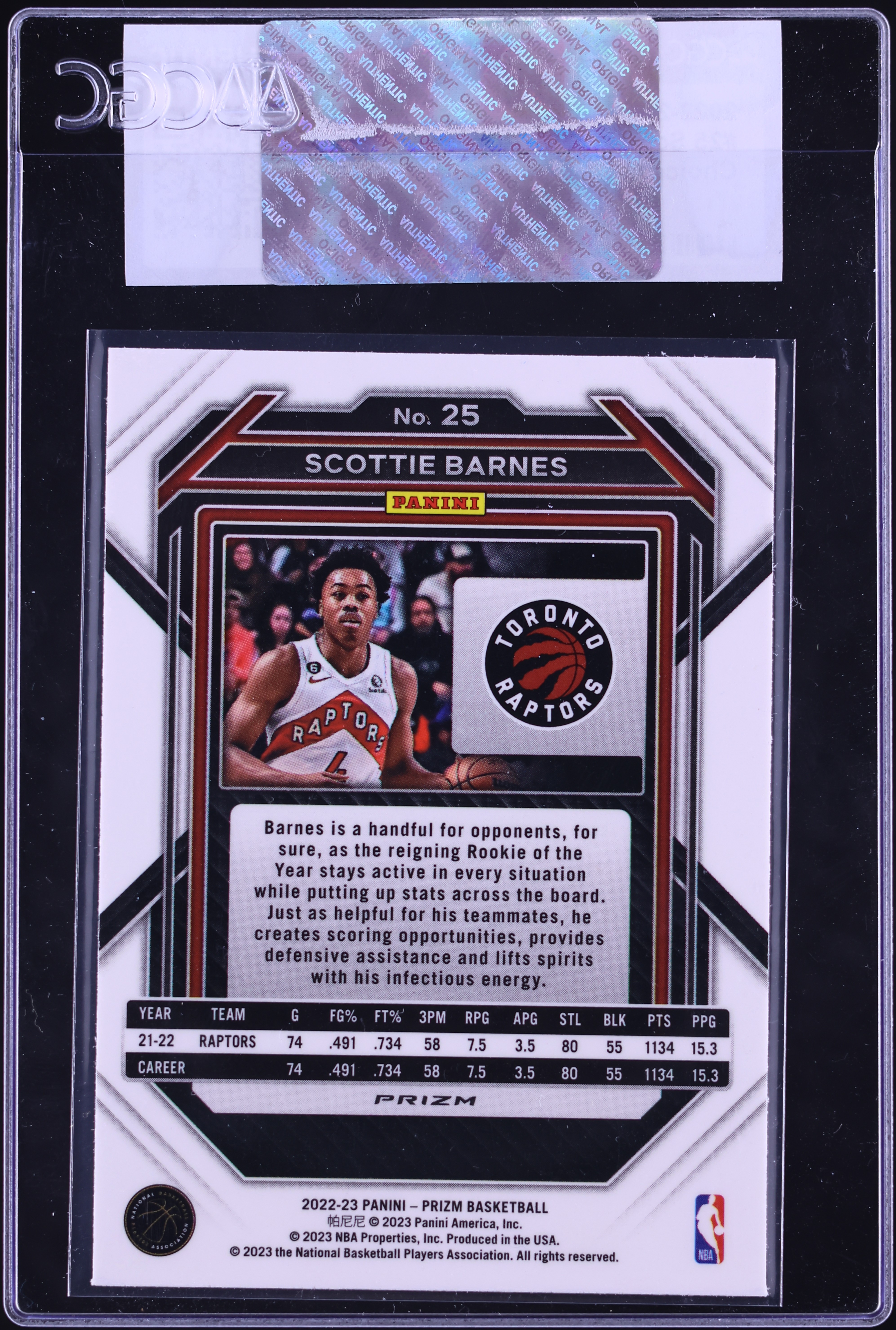 2022 Panini Prizm Choice Blue Yellow & Green Scottie Barnes #25