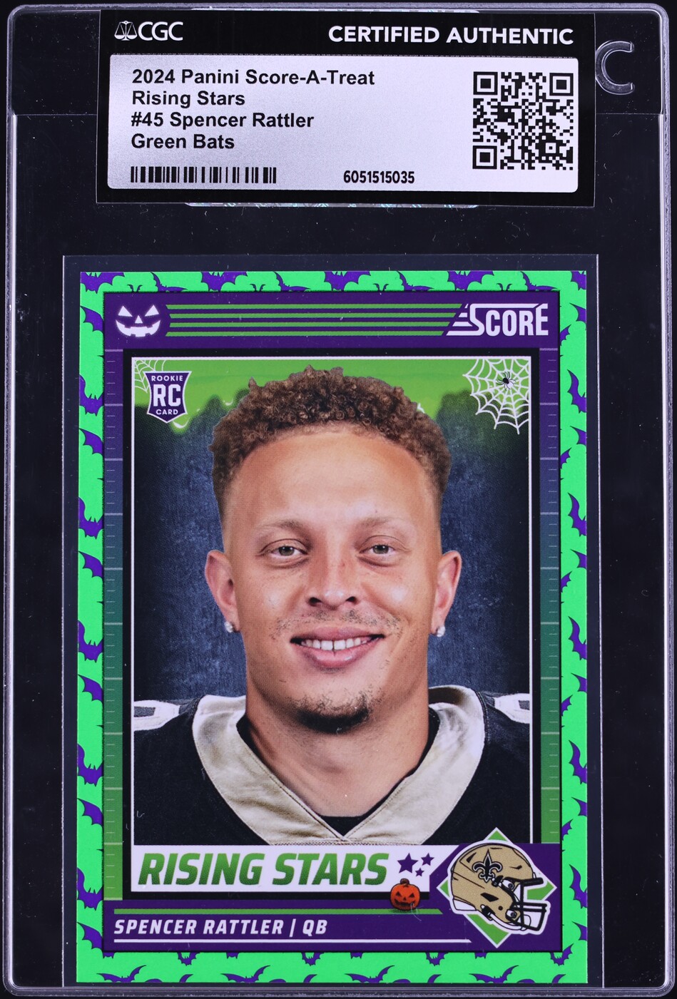 2024 Score-A-Treat Rising Stars Green Bats Spencer Rattler ROOKIE #45 CGC AUTH