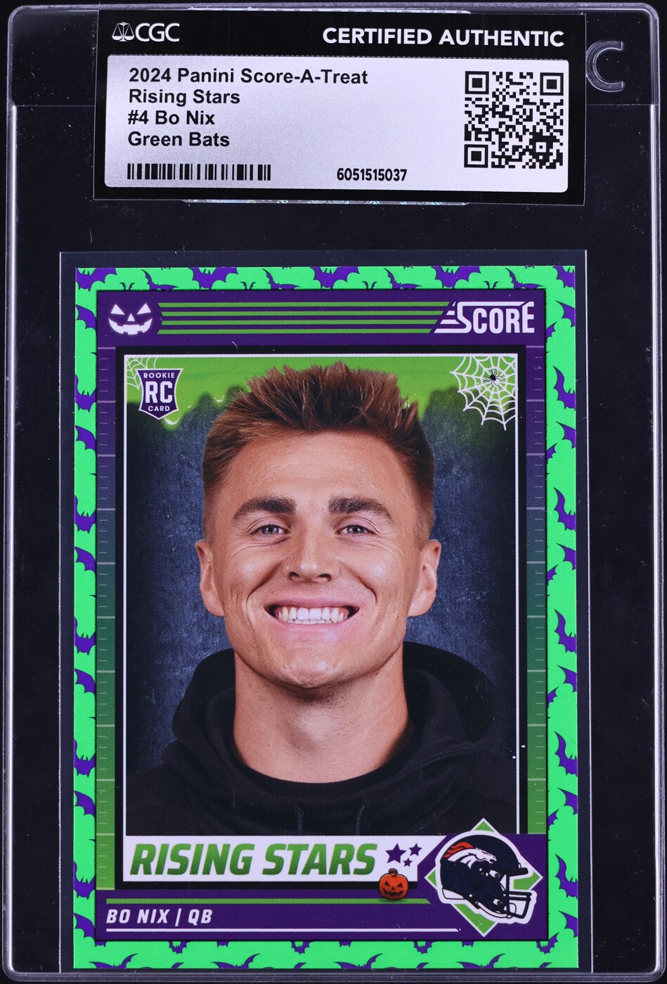 2024 Score-A-Treat Rising Stars Green Bats Bo Nix ROOKIE #4 CGC AUTH