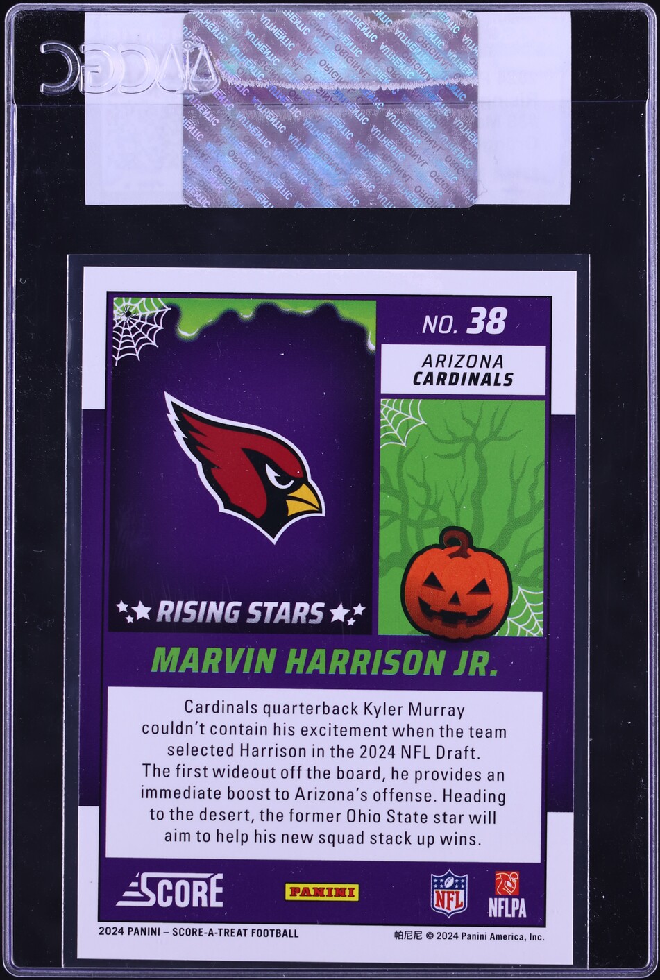 2024 Score-A-Treat Orange Pumpkins Marvin Harrison Jr. ROOKIE #38 CGC AUTH
