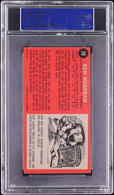 1964 Topps Hockey Ken Wharram #28 PSA 8 NM-MT