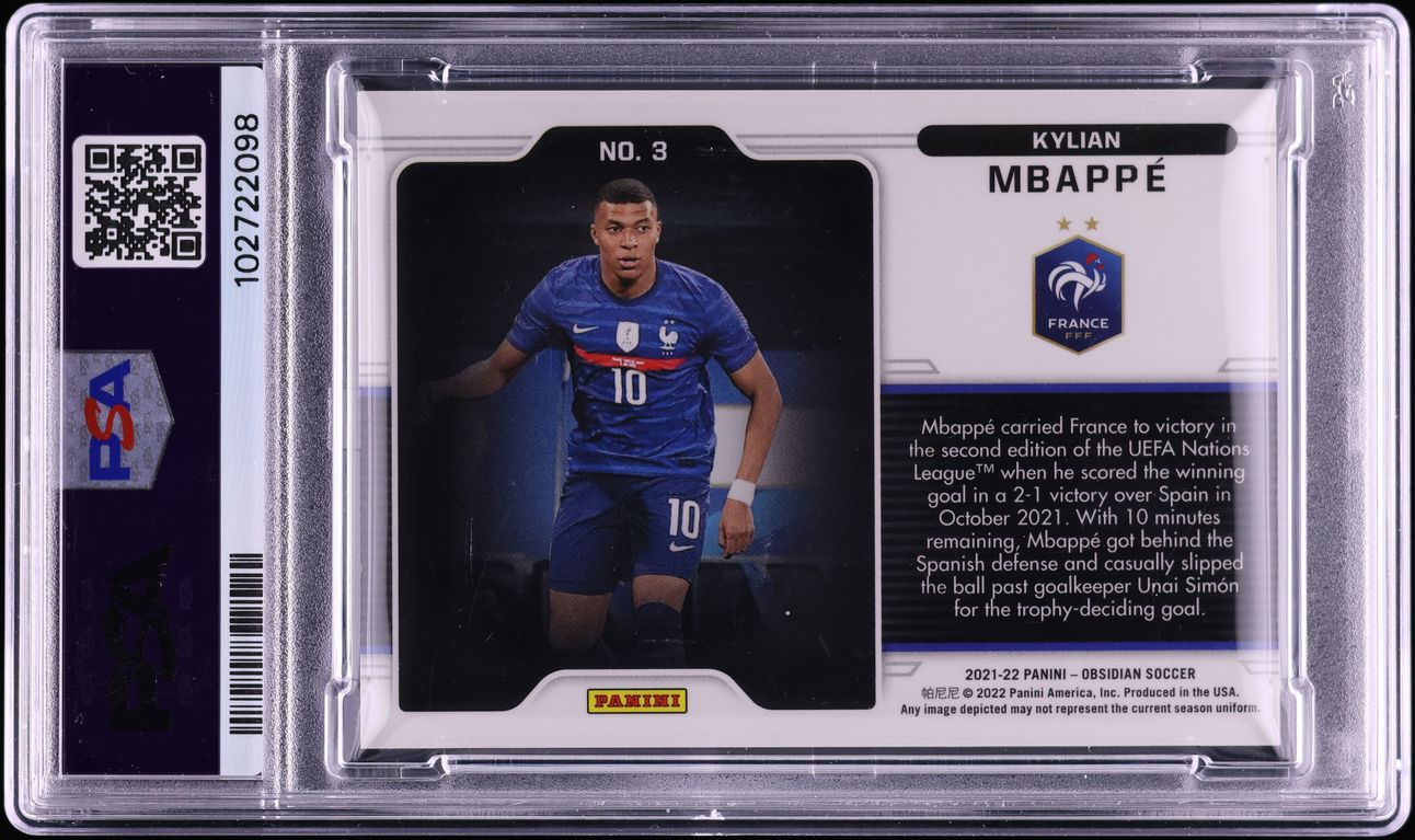 2021 Panini Obsidian Black Colorblast Kylian Mbappe #3 PSA 10 GEM