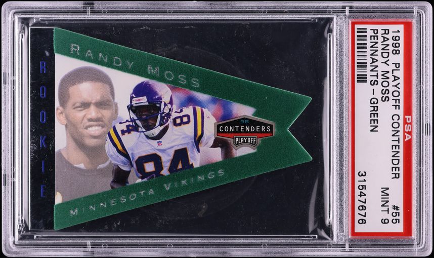1998 Playoff Contenders Pennants Green Randy Moss ROOKIE #55 PSA 9
