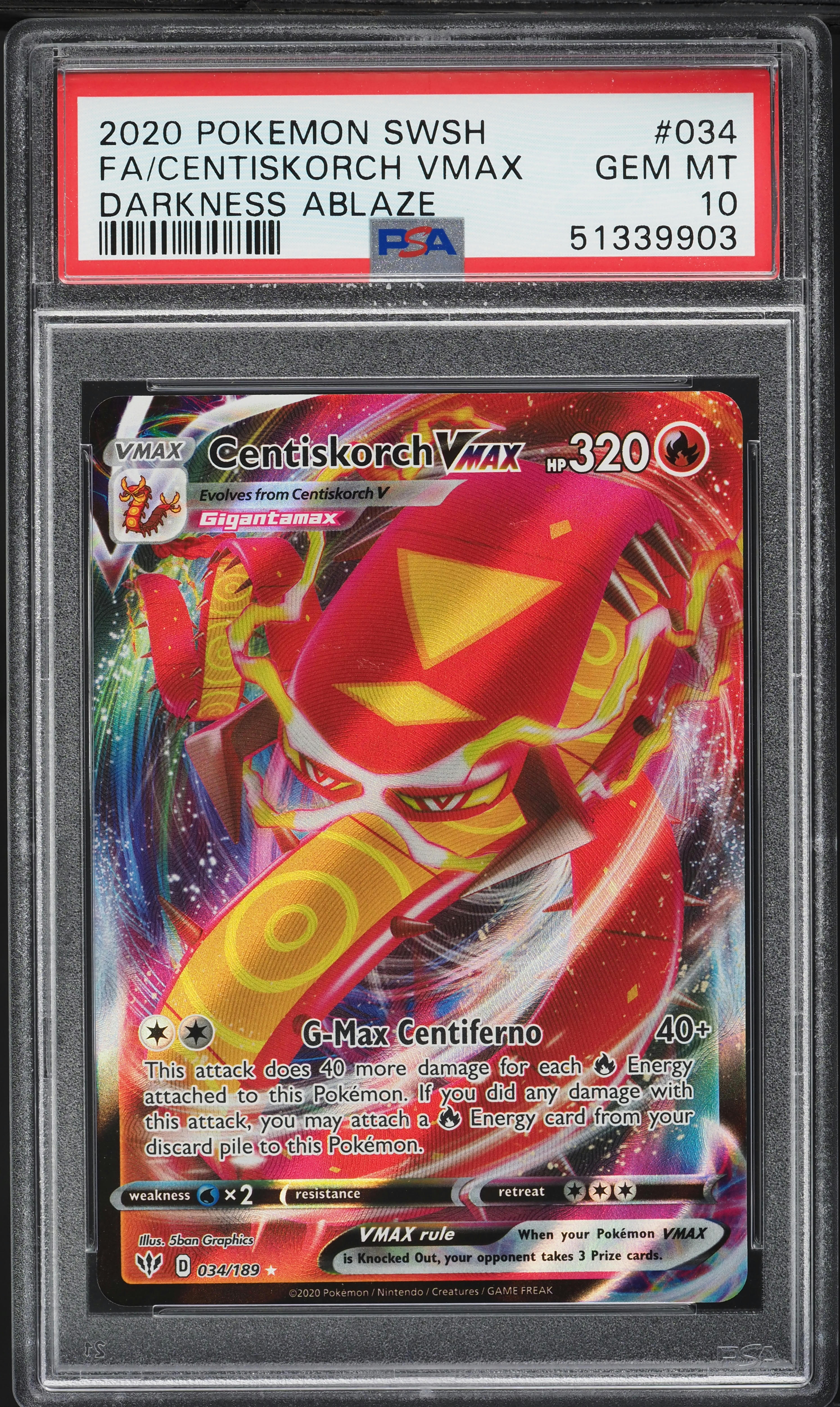 centiskorch vmax pokemon card value V & - 33/189-34/189 - Darkness Ablaze you may attach a Fire Energy card from your discard pile to this Pokmon Centiskorch VMAX (Secret) - SWSH03: