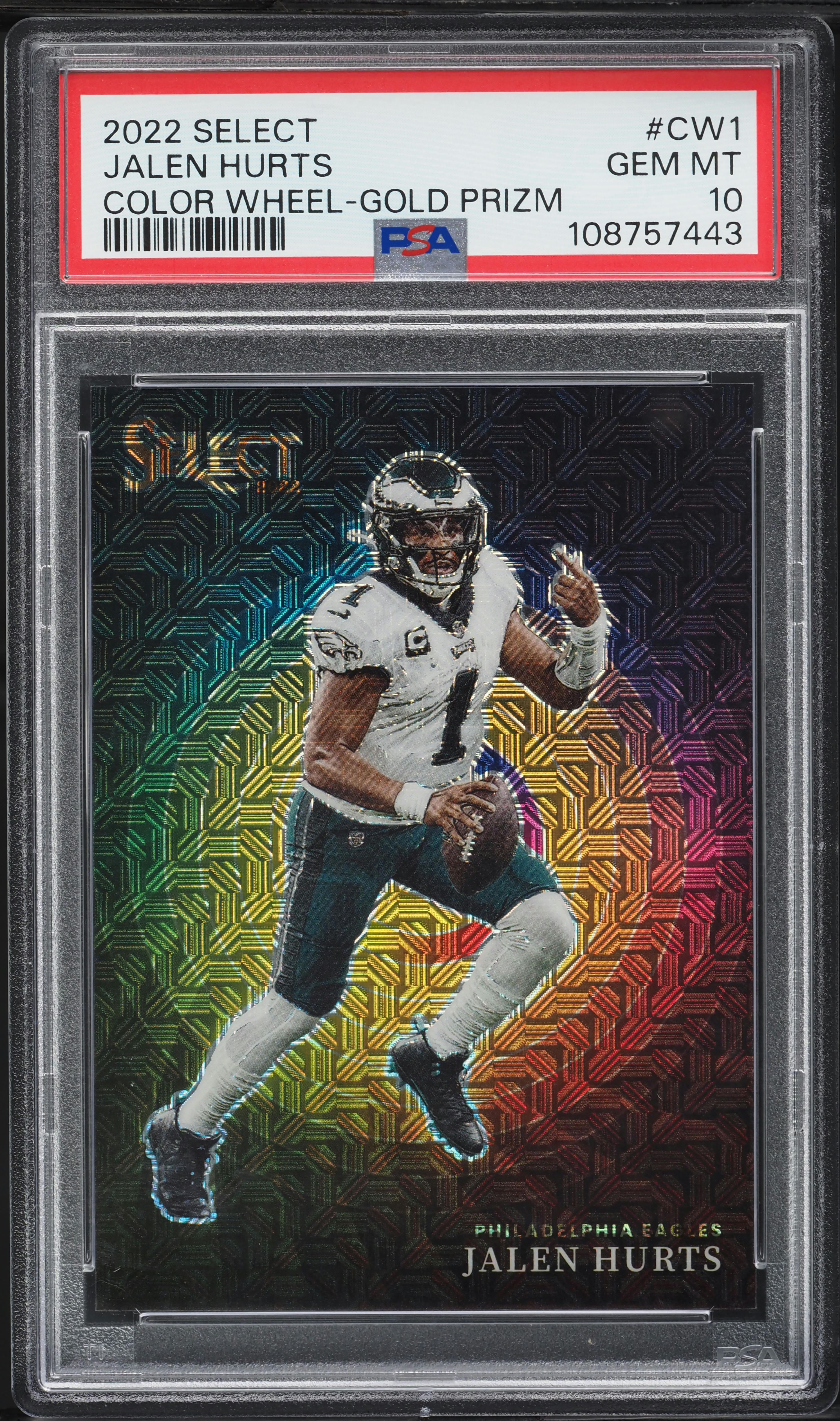 2022 Panini Select Color Wheel Gold Prizm Jalen Hurts 10/10 #CW1