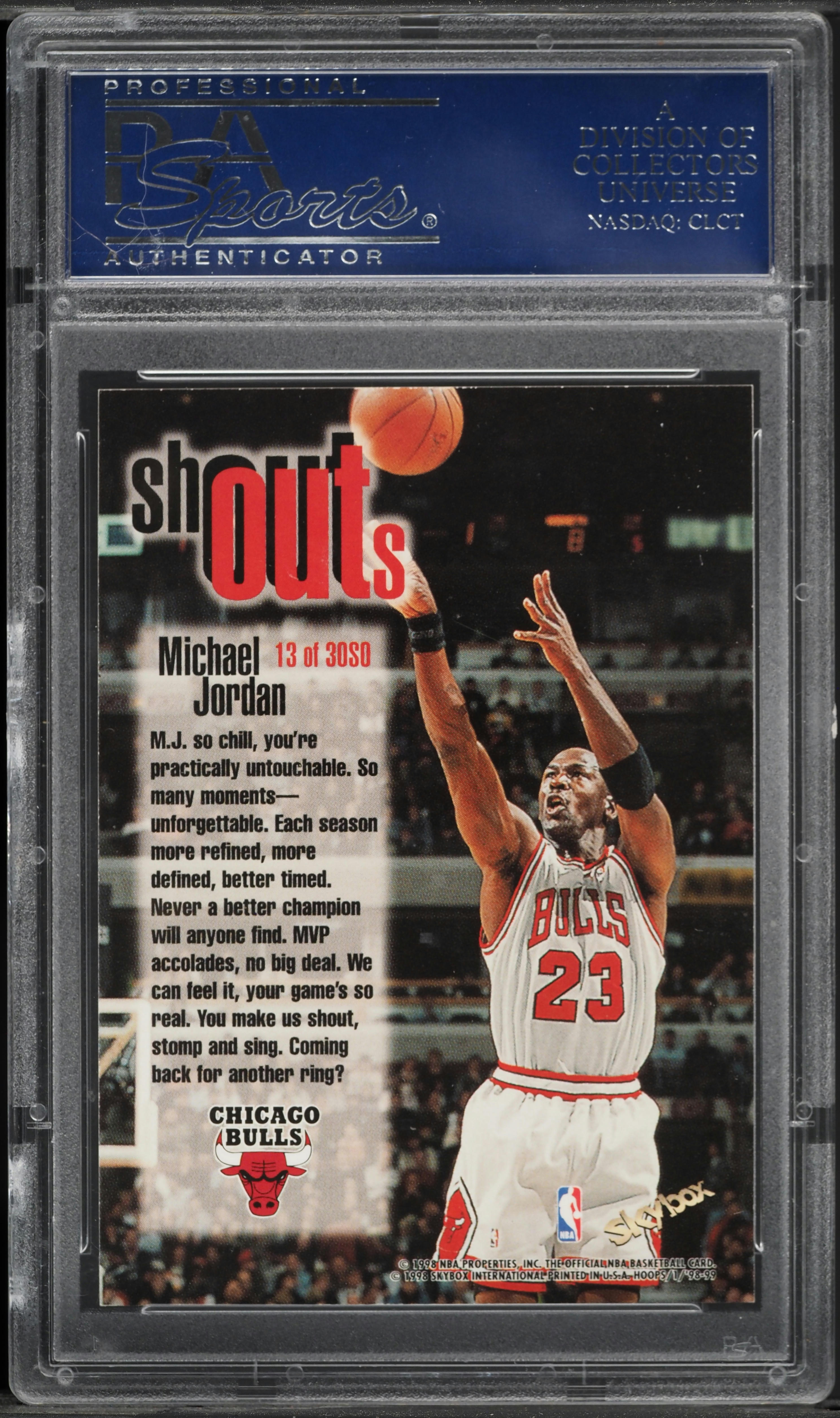 1998 Hoops Shout Outs Michael Jordan #13 PSA 10 GEM MINT on