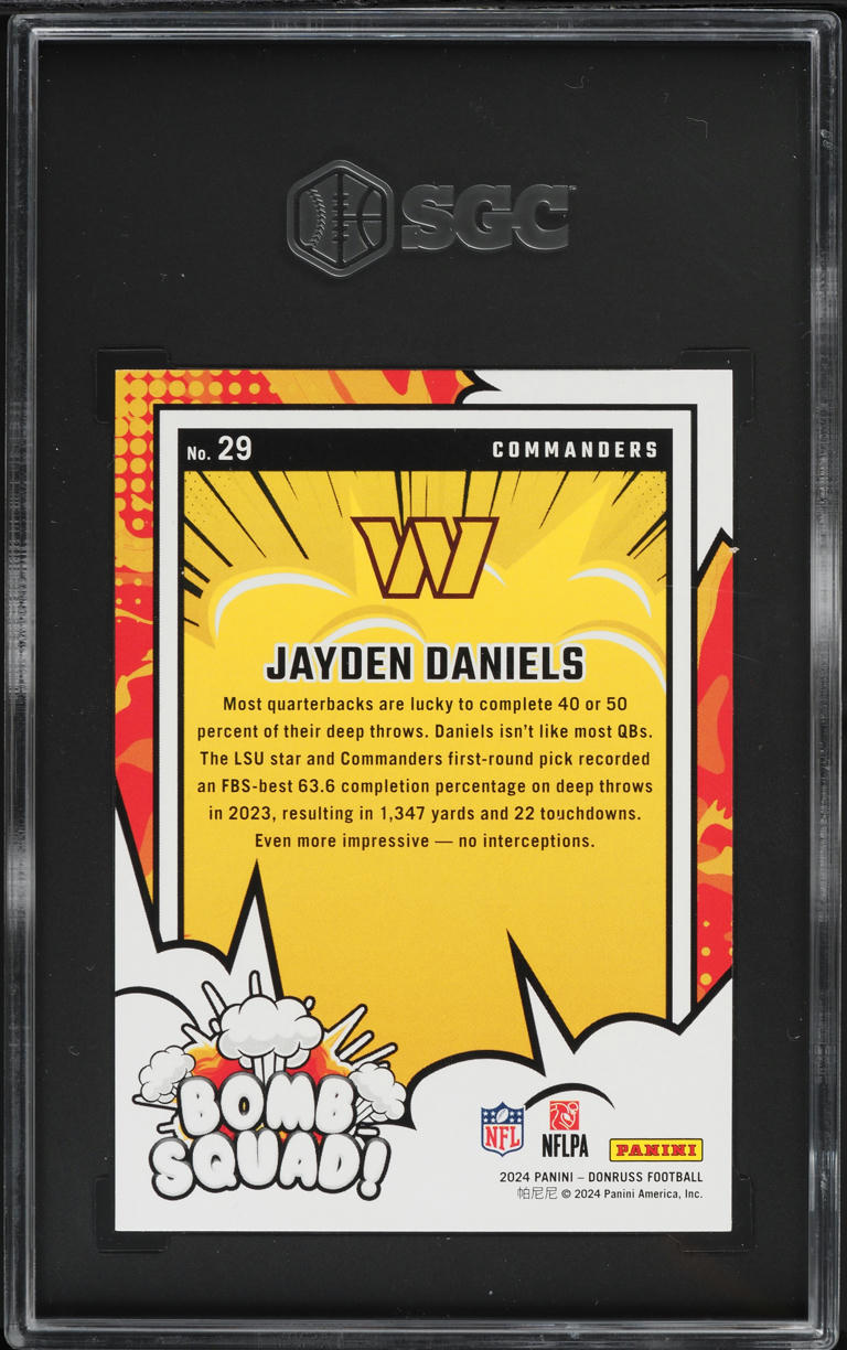 2024 Donruss Bomb Squad! Jayden Daniels ROOKIE #29 SGC 7 NRMT
