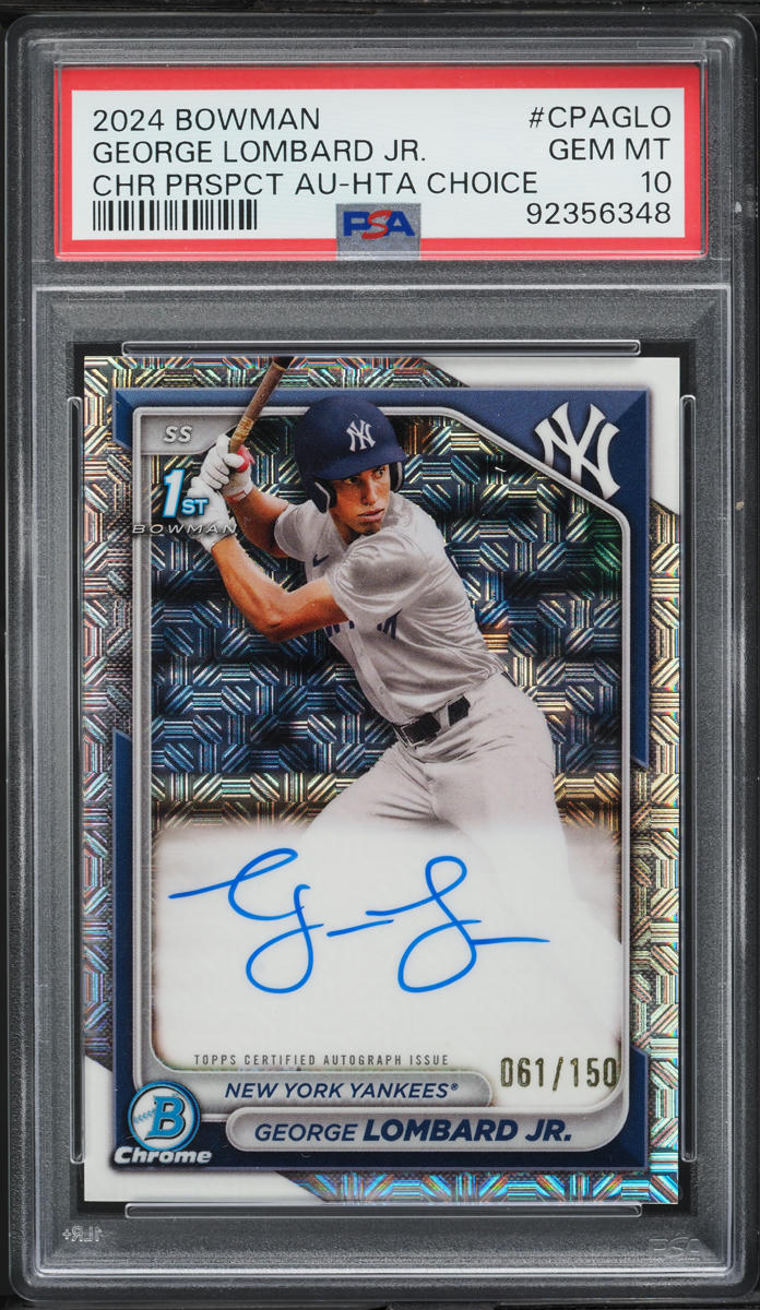 2024 Bowman Chrome HTA Choice George Lombard Jr. PROSPECT AUTO /150 PSA 10