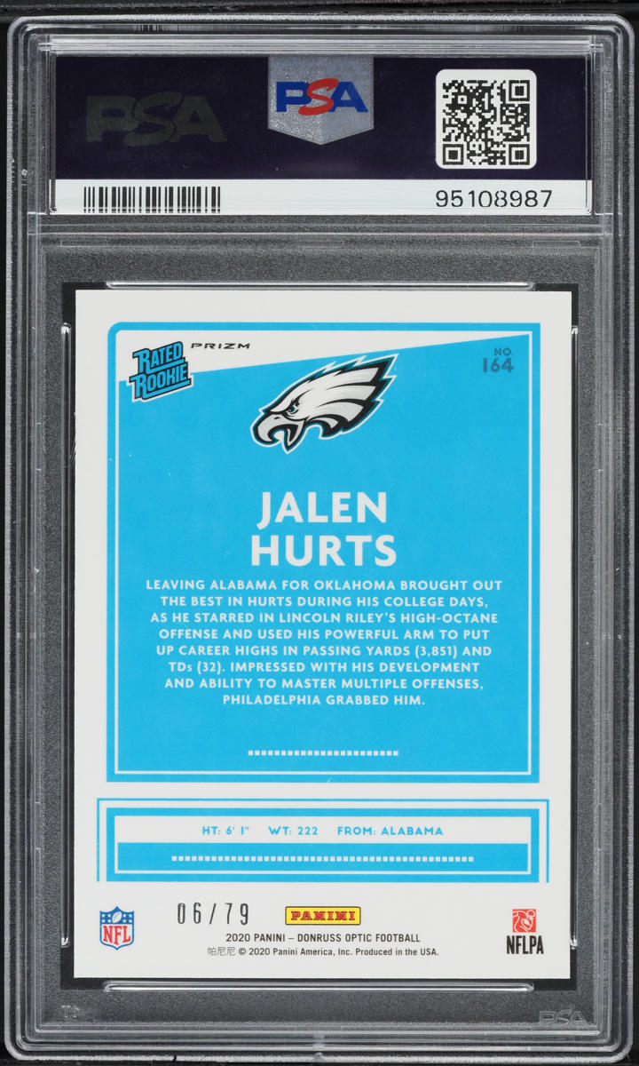 2020 Donruss Optic Orange Scope Jalen Hurts ROOKIE /79 #164 PSA 10 GEM MINT