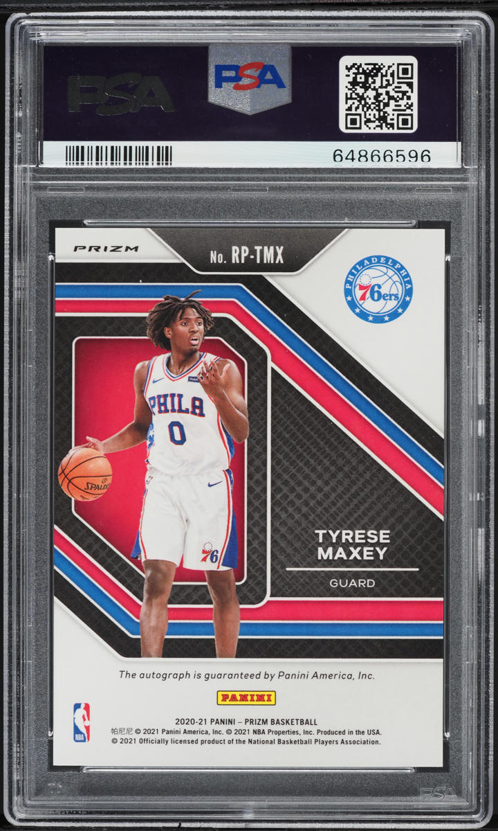2020 Panini Prizm Penmanship Blue Wave Tyrese Maxey ROOKIE AUTO PSA 10 GEM MINT