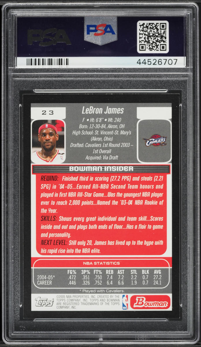 2005 Bowman Draft Picks & Prospects LeBron James #23 PSA 8.5 NM