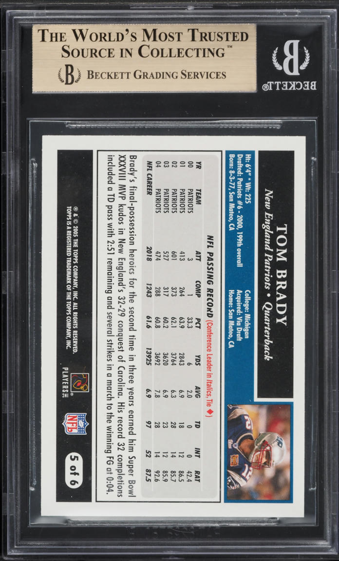 2005 Topps Super Bowl XXXIX Card Show Tom Brady #5 BGS 9.5 GEM MINT