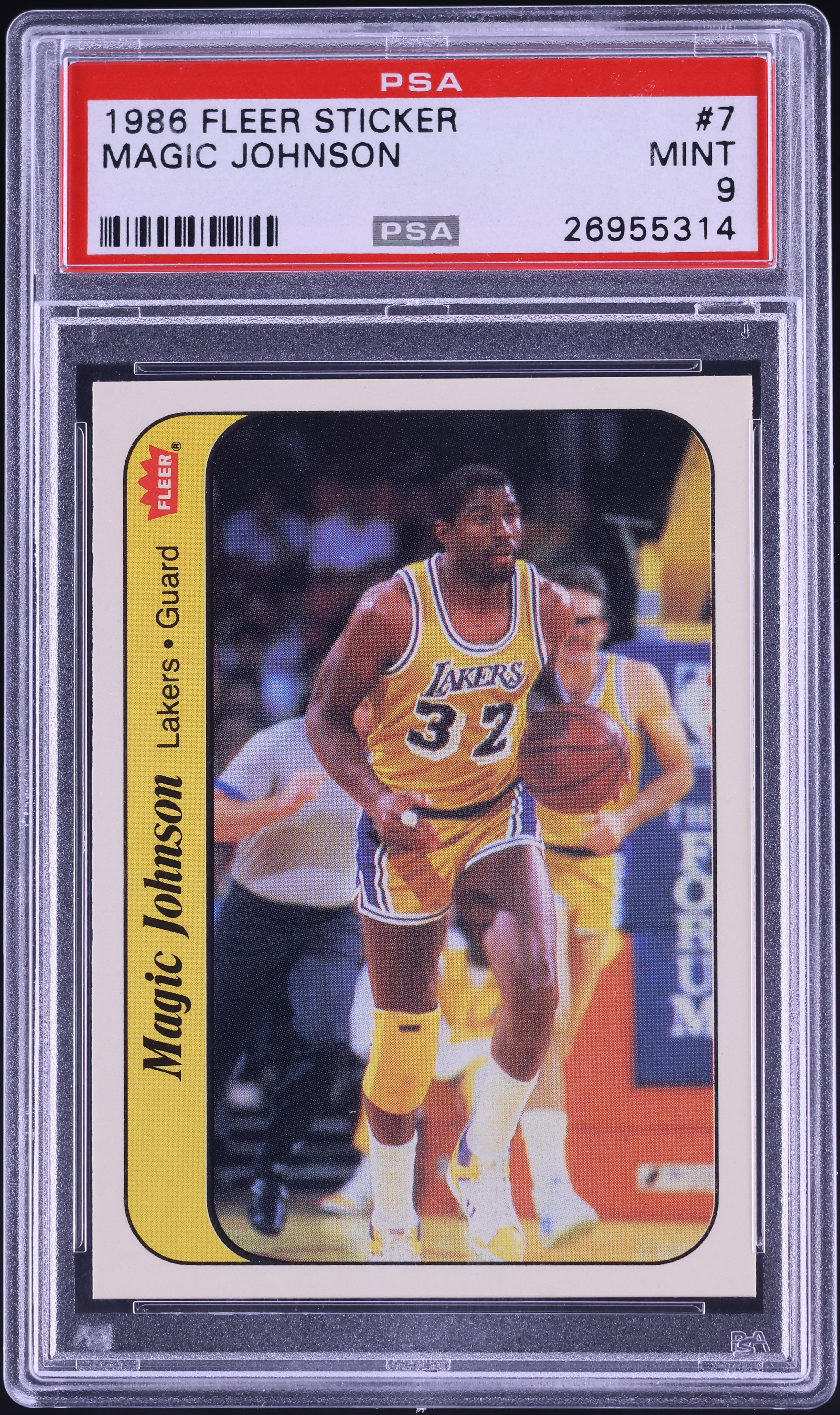 1986 Fleer Sticker Magic Johnson #7 PSA 9 MINT on Fanatics Collect