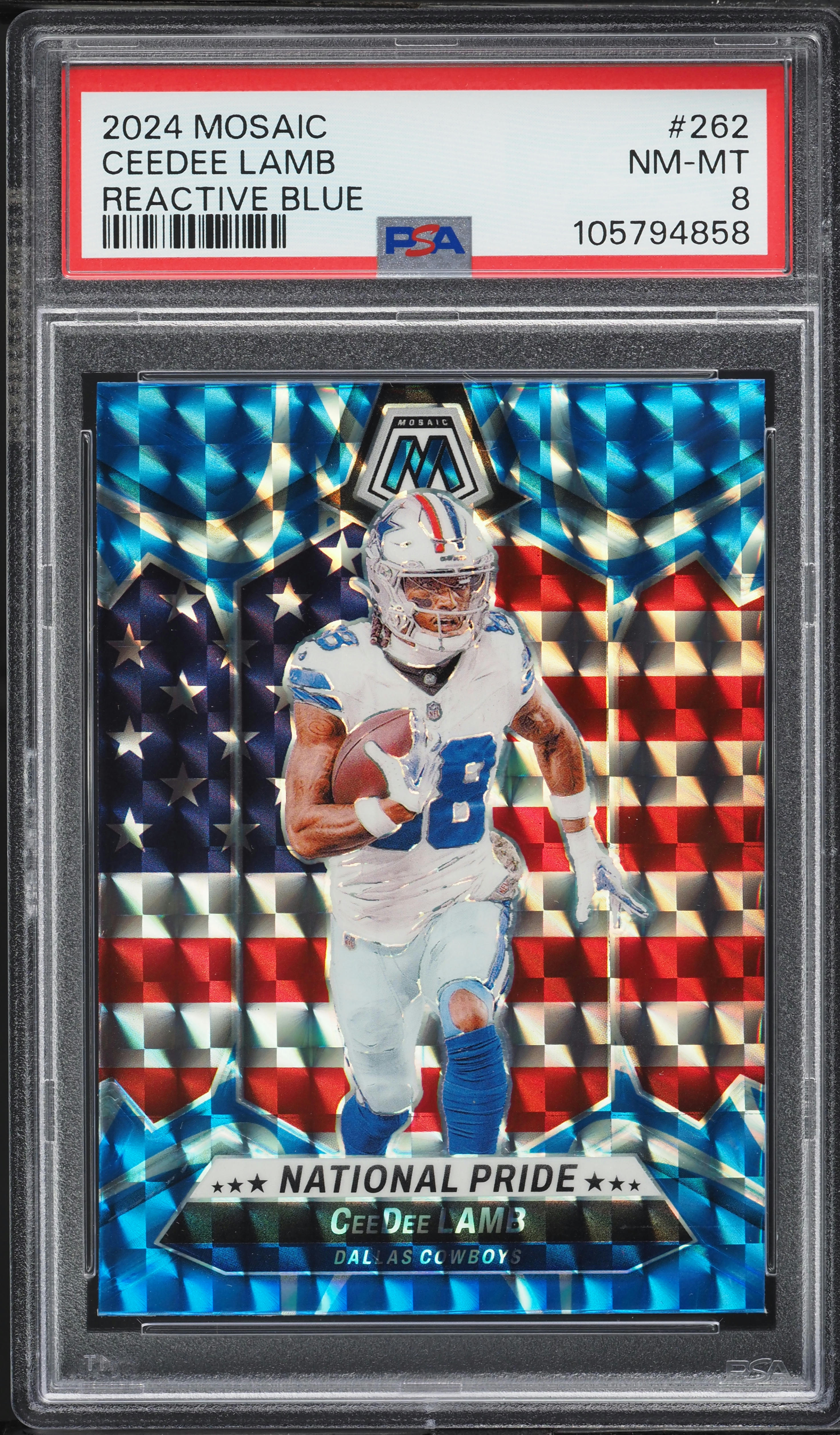 2024 Panini Mosaic Reactive Blue CeeDee Lamb #262 PSA 8 NM-MT on