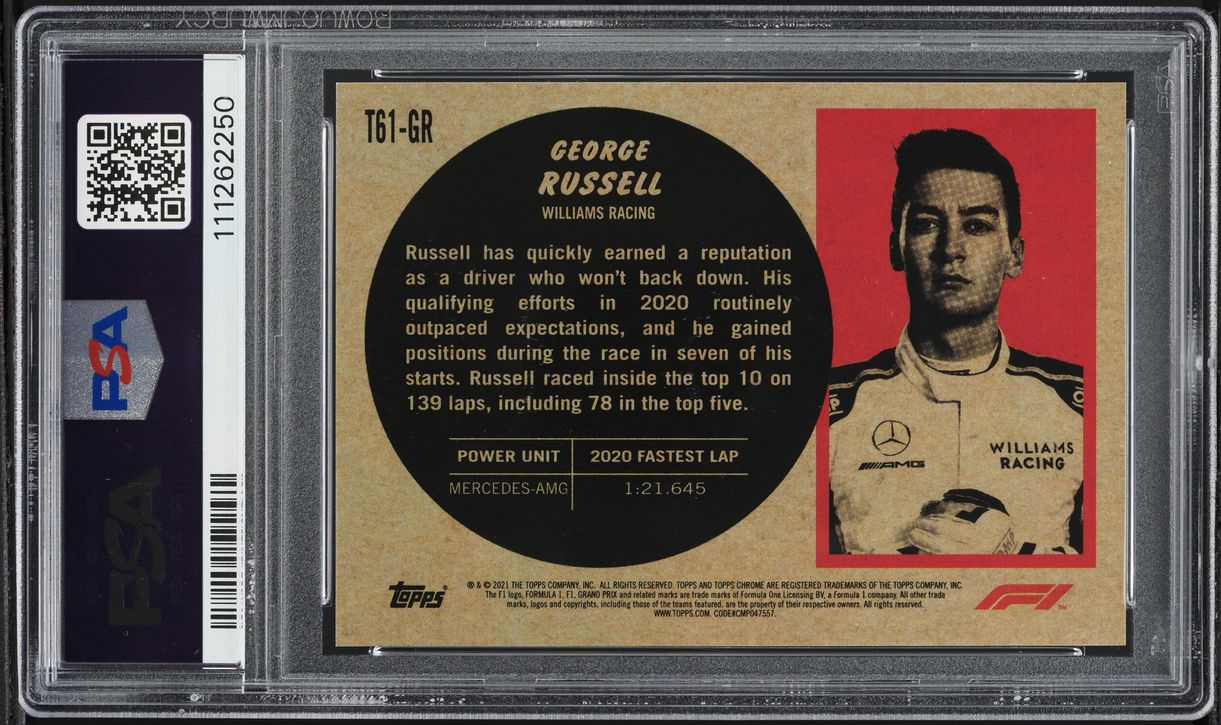 2021 Topps Chrome Formula 1 F1 '61 Sports Cars George Russell #T61-GR PSA 10 GEM