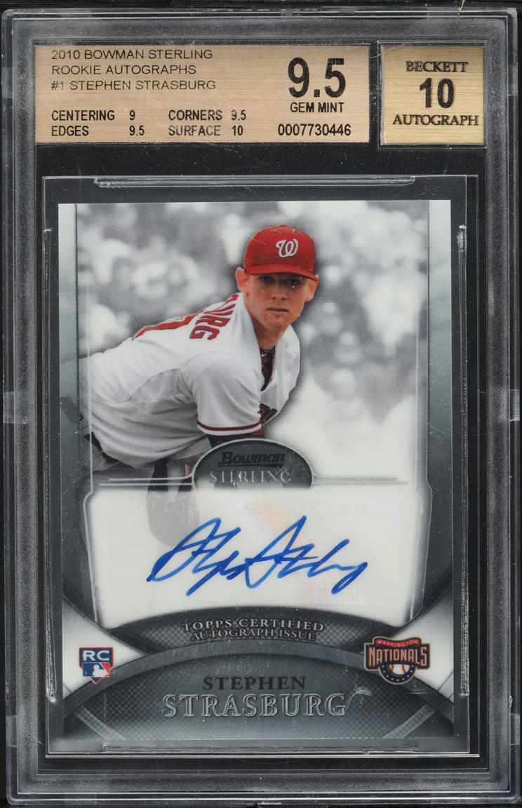 2010 Bowman Sterling Stephen Strasburg ROOKIE AUTO #1 BGS 9.5 GEM MINT