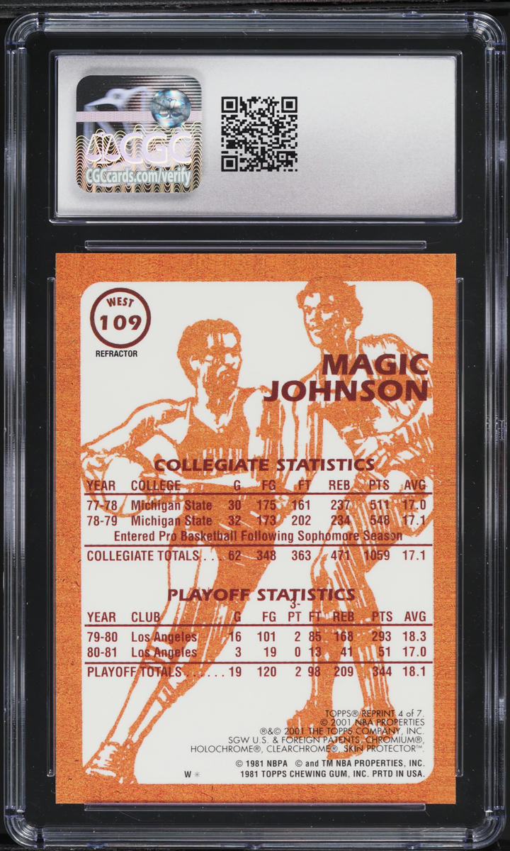 2000 Topps Chrome Reprints Refractor Magic Johnson #4 CGC 9 MINT