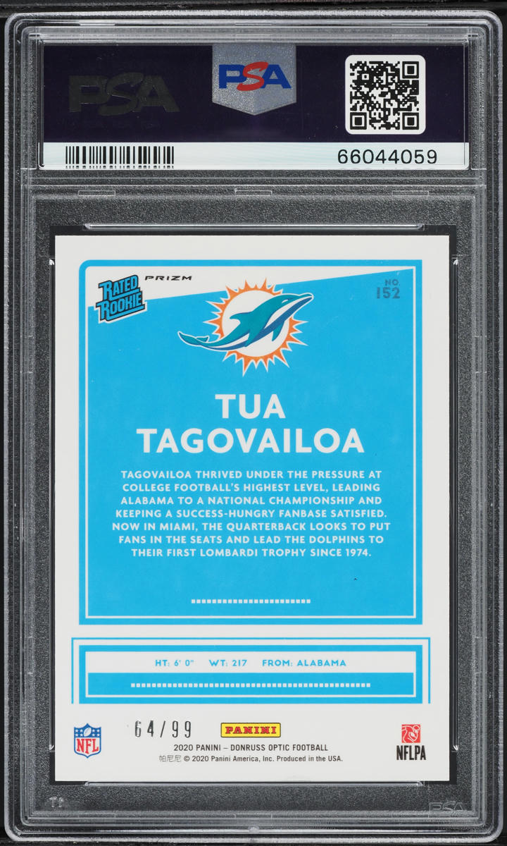 2020 Panini Donruss Optic Red Tua Tagovailoa ROOKIE /99 #152 PSA 9 MINT