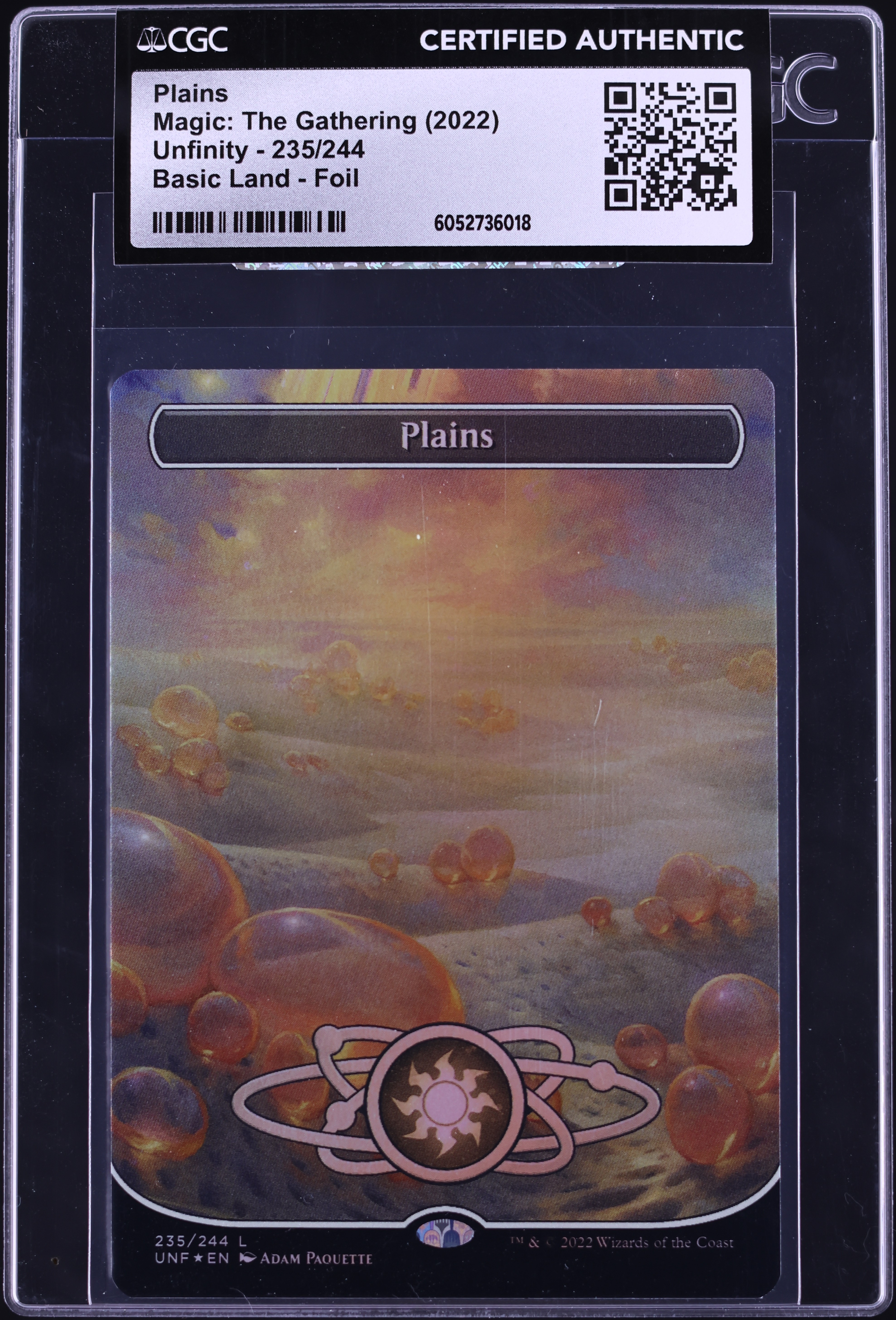 2022 Magic The Gathering MTG Unfinity Foil Plains #235 CGC AUTH on