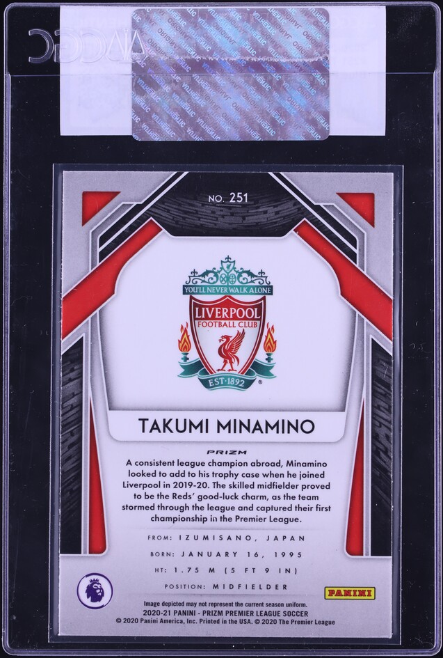 2020 Panini Prizm Premier League Blue Pulsar Takumi Minamino #251