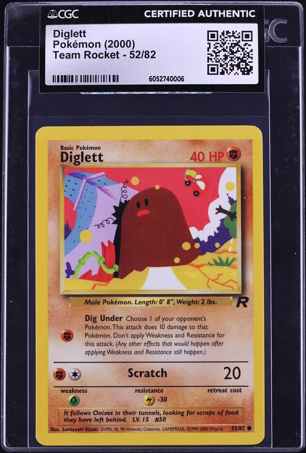 2000 Pokemon Team Rocket Diglett #52 CGC AUTH on Fanatics Collect 2000 Pokemon Team Rocket Diglett #52 CGC AUTH on Fanatics Collect