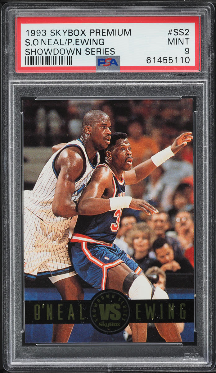 1993 Skybox Premium Showdown Series Shaquille O'Neal Patrick Ewing #SS2 PSA 9