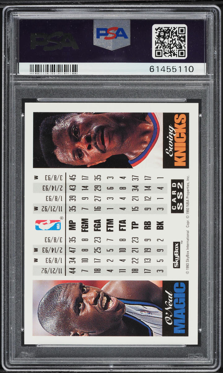 1993 Skybox Premium Showdown Series Shaquille O'Neal Patrick Ewing #SS2 PSA 9