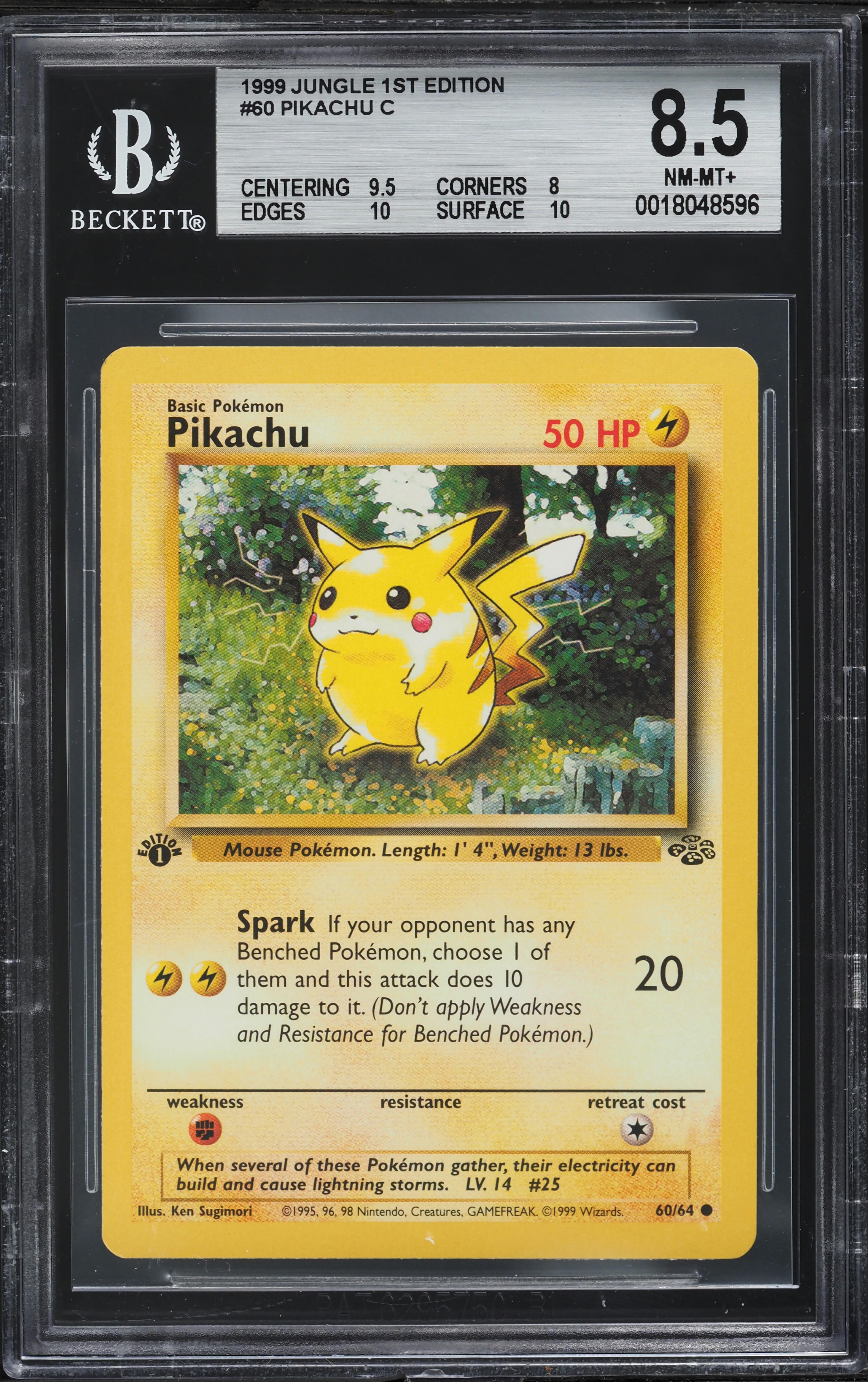 1999 Pokemon Jungle 1st Edition Pikachu #60 BGS 8.5 NM-MT+ on