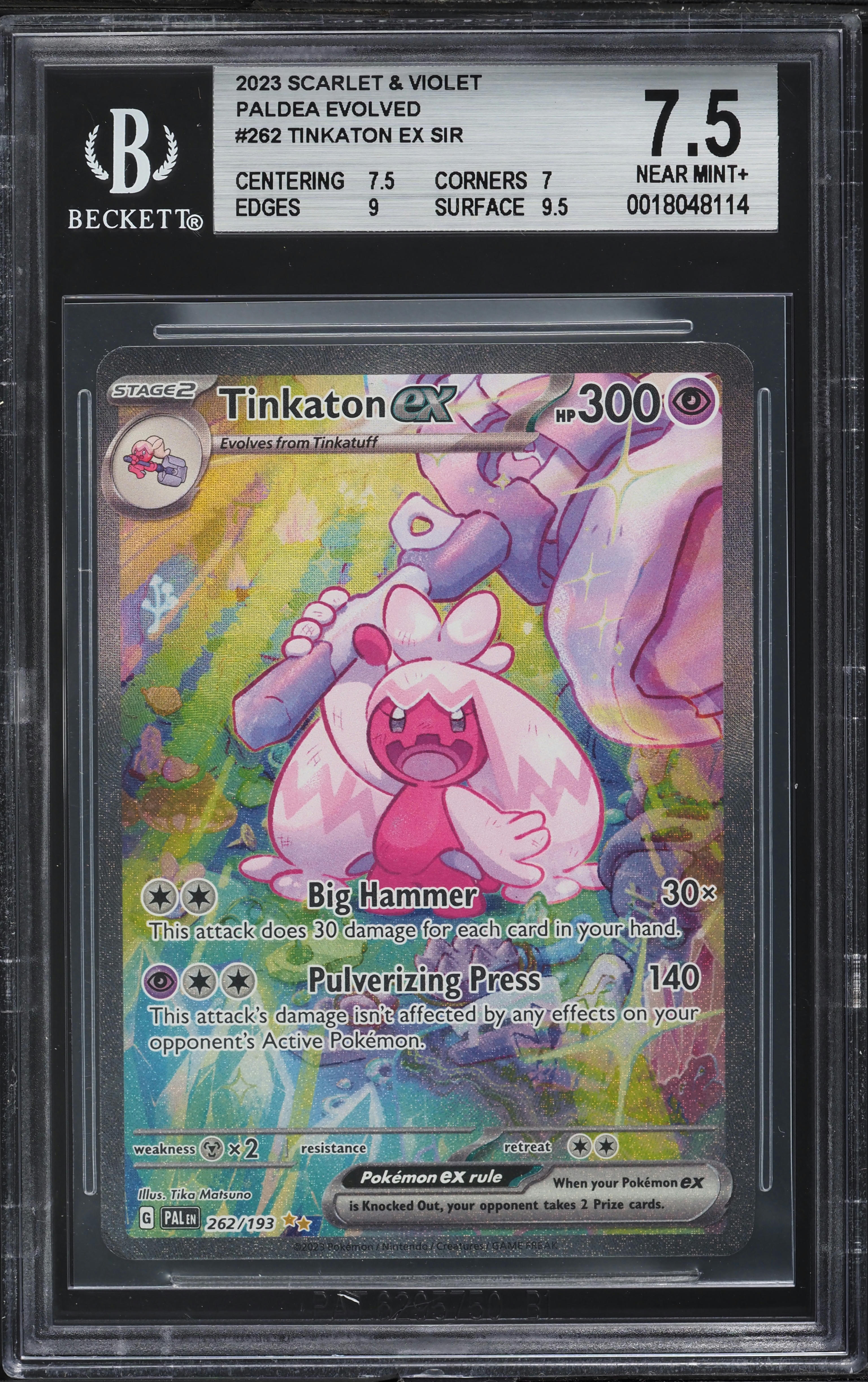 2023 Pokemon Scarlet & Violet Paldea Evolved SIR Tinkaton Ex #262 BGS 7.5 NRMT+ on Fanatics Collect 2023 Pokemon Scarlet & Violet Paldea Evolved SIR Tinkaton Ex #262 BGS 7.5 NRMT+ on Fanatics Collect